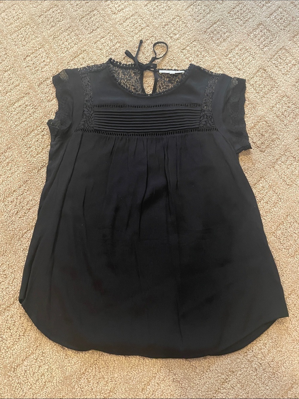 Daniel Rainn Black Lace Pintuck Blouse